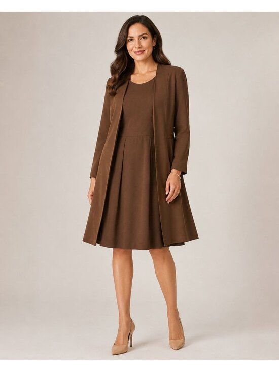 Unbranded Dresses & Skirts - Women’s Sleeveless Dress & Longline Jacket 2Pcs Brown Size 4